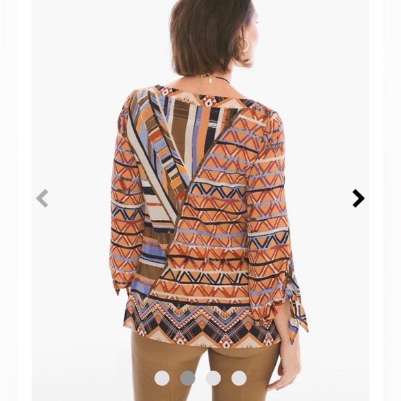 Chico’s Tribal Tie-Sleeve Top - Picture 3 of 10
